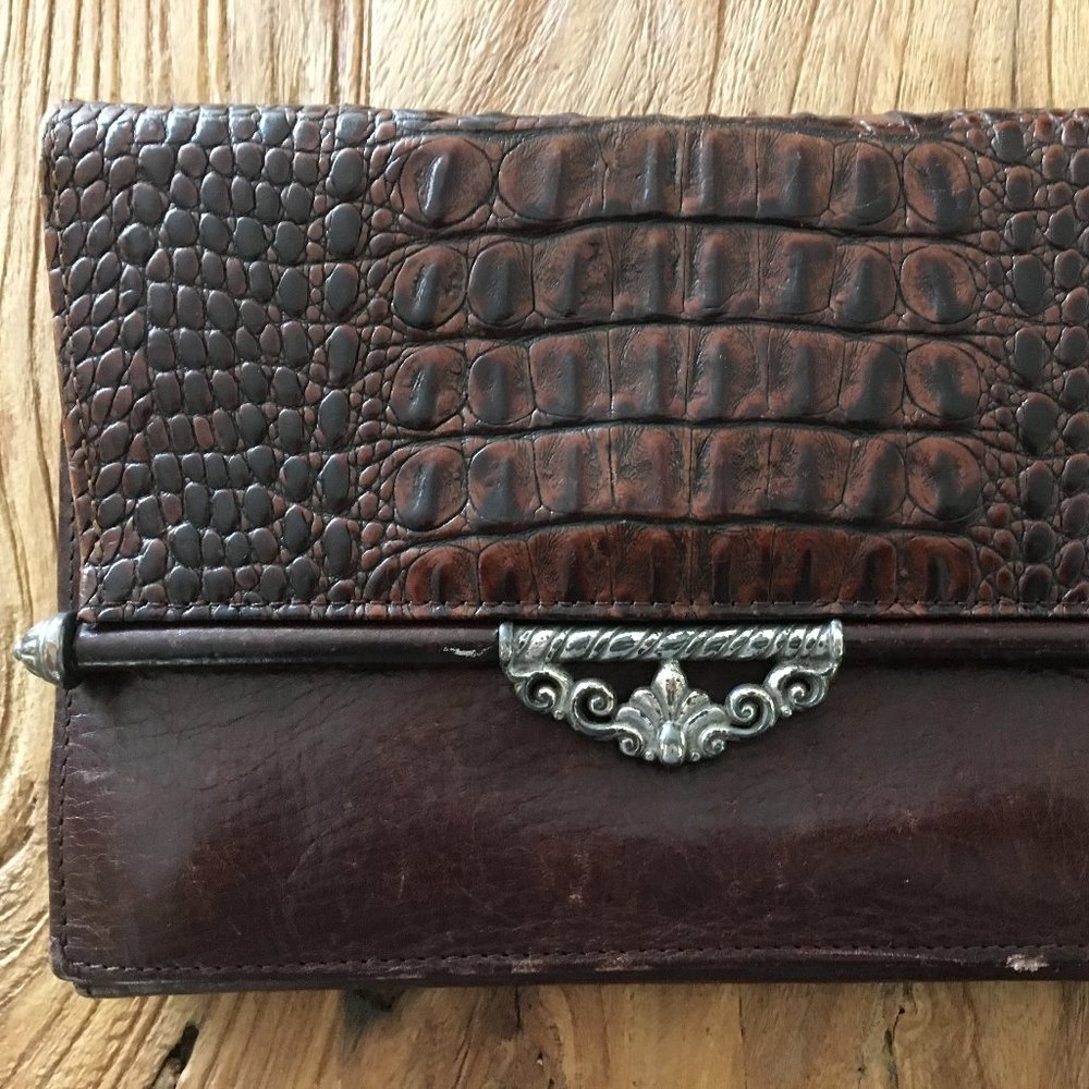 Brighton leather purse wallet clutch faux croc